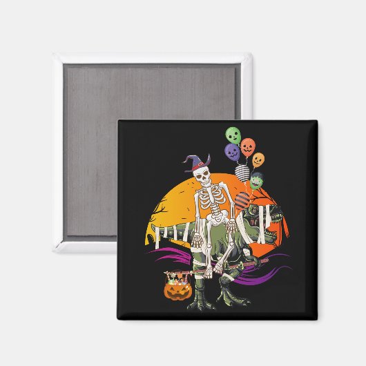 Skeletspleet Mummy Dinosaur Square Magneet (Voorkant / Achterkant)