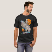 Skeletspleetpomp Dinosaur Rex Halloween T-shirt (Voorkant volledig)