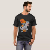 Skeletspleetpomp Dinosaur Rex Halloween T-shirt (Voorkant volledig)