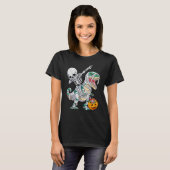 Skeletspleetpomp Dinosaur Rex Halloween T-shirt (Voorkant volledig)