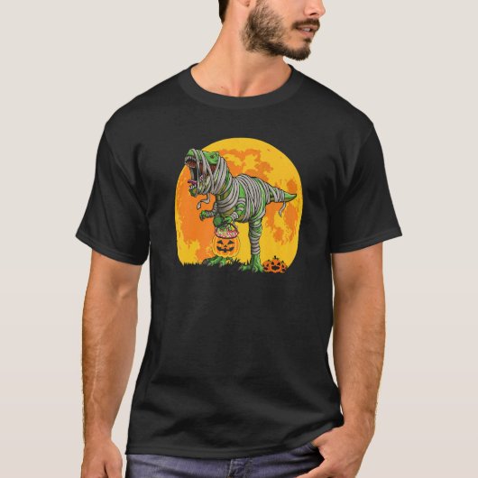 Skeletspleetpomp Dinosaur Rex Halloween T-shirt (Voorkant)