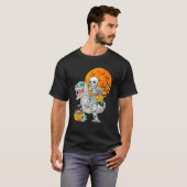 Skeletspleetpomp Dinosaur Rex Halloween T-shirt (Voorkant volledig)