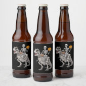 Skeletspleetspier Dinosaur T rex Halloween Bier Etiket (Flessen)