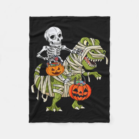 Skeletspleetspier Dinosaur T Rex Halloween Fun Fleece Deken (Voorkant)