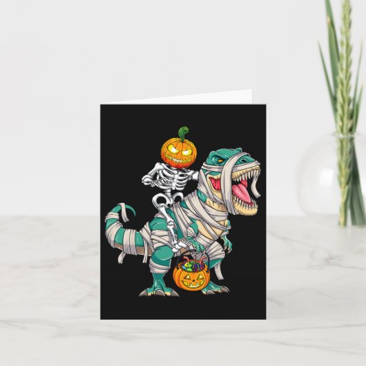 Skeletspleetspier Dinosaur T Rex Halloween Fun Kaart (Voorkant)