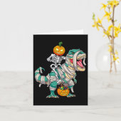 Skeletspleetspier Dinosaur T Rex Halloween Fun Kaart (Gele Bloem)