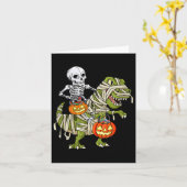 Skeletspleetspier Dinosaur T Rex Halloween Fun Kaart (Gele Bloem)