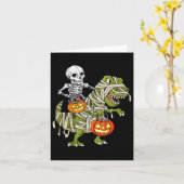 Skeletspleetspier Dinosaur T Rex Halloween Fun Kaart (Gele Bloem)