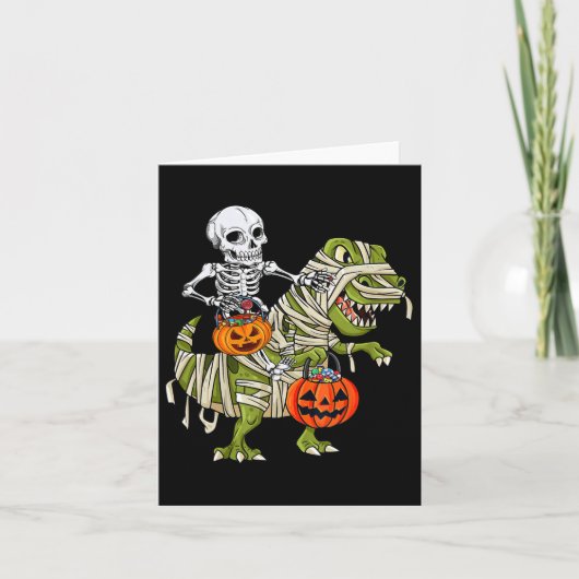 Skeletspleetspier Dinosaur T Rex Halloween Fun Kaart (Voorkant)