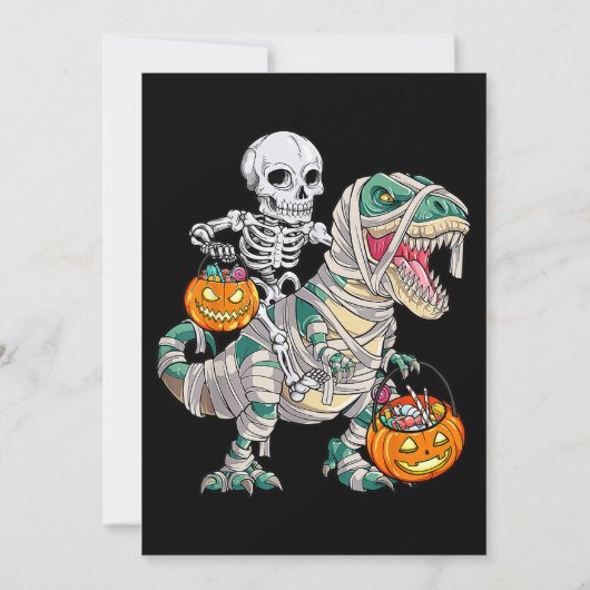 Skeletspleetspier Dinosaur T Rex Halloween Fun Kaart (Achterkant)