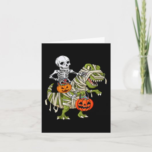 Skeletspleetspier Dinosaur T rex Halloween Fun Kaart (Voorkant)
