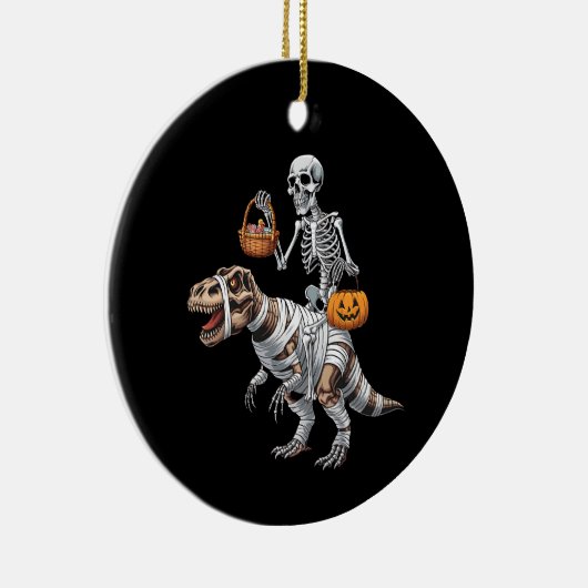 Skeletspleetspier Dinosaur T rex Halloween Fun Keramisch Ornament (Rechts)