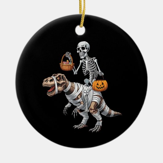 Skeletspleetspier Dinosaur T rex Halloween Fun Keramisch Ornament (Voorkant)