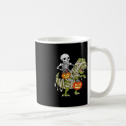Skeletspleetspier Dinosaur T rex Halloween Fun Koffiemok (Rechts)