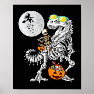 Skeletspleetspier Dinosaur T Rex Halloween Fun Poster