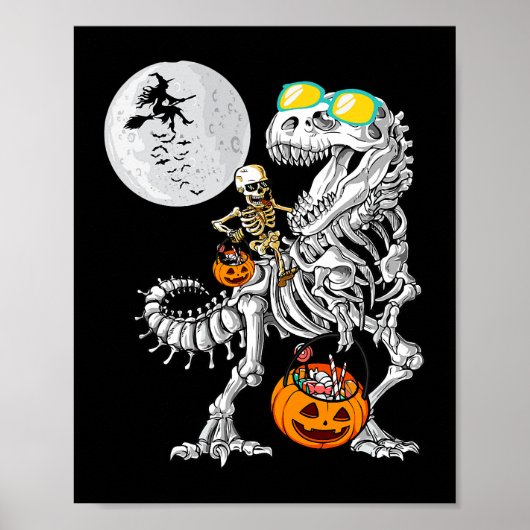 Skeletspleetspier Dinosaur T Rex Halloween Fun Poster (Voorkant)