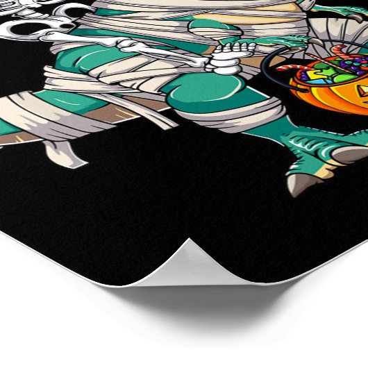 Skeletspleetspier Dinosaur T rex Halloween Fun Poster (Hoek)