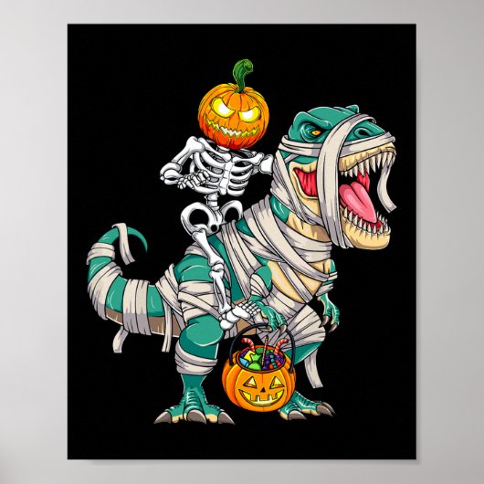 Skeletspleetspier Dinosaur T rex Halloween Fun Poster (Voorkant)
