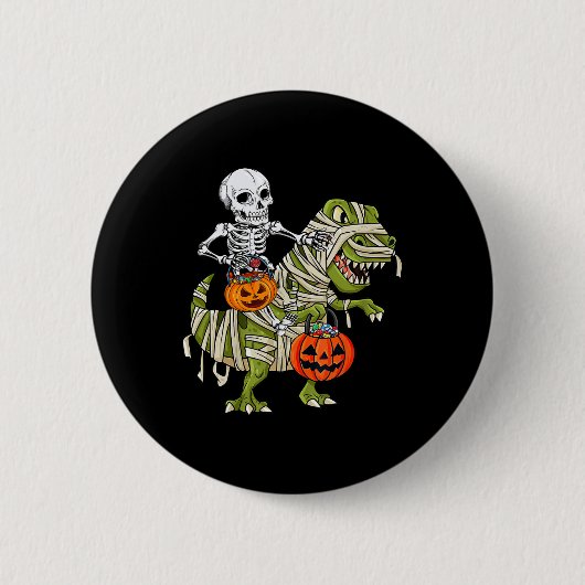 Skeletspleetspier Dinosaur T rex Halloween Fun Ronde Button 5,7 Cm (Voorkant)