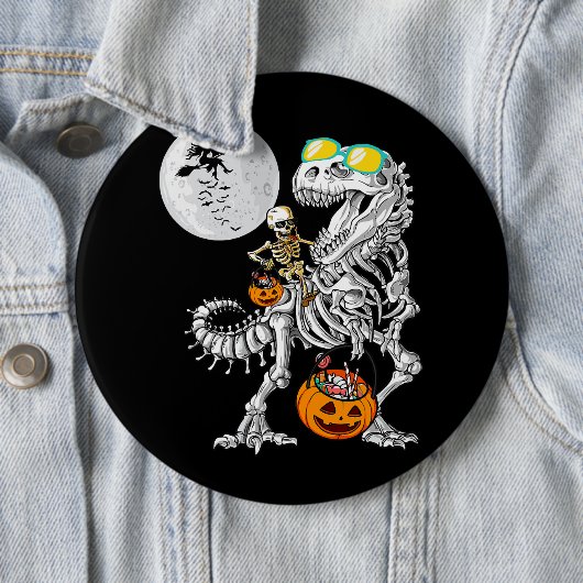 Skeletspleetspier Dinosaur T Rex Halloween Fun Ronde Button 6,0 Cm (In situ)