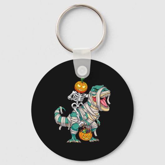 Skeletspleetspier Dinosaur T rex Halloween Fun Sleutelhanger (Voorkant)