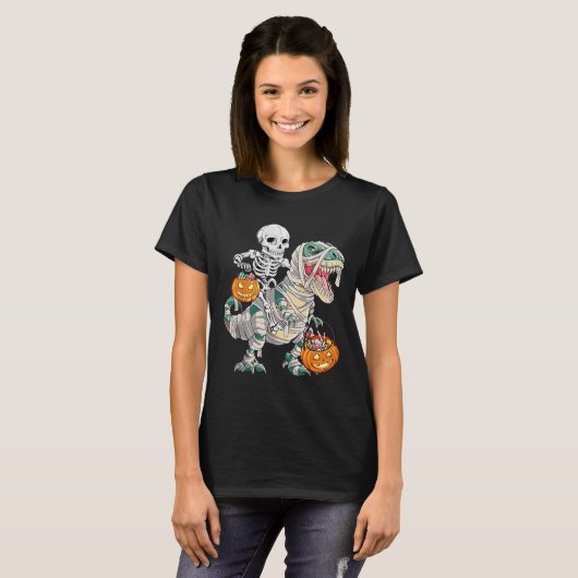 Skeletspleetspier Dinosaur T rex Halloween Fun T-shirt (Voorkant volledig)