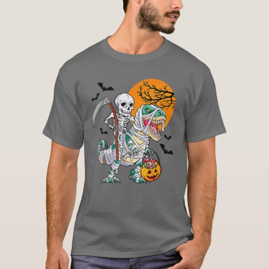 Skeletspleetspier Dinosaur T Rex Halloween Fun T-shirt (Voorkant)