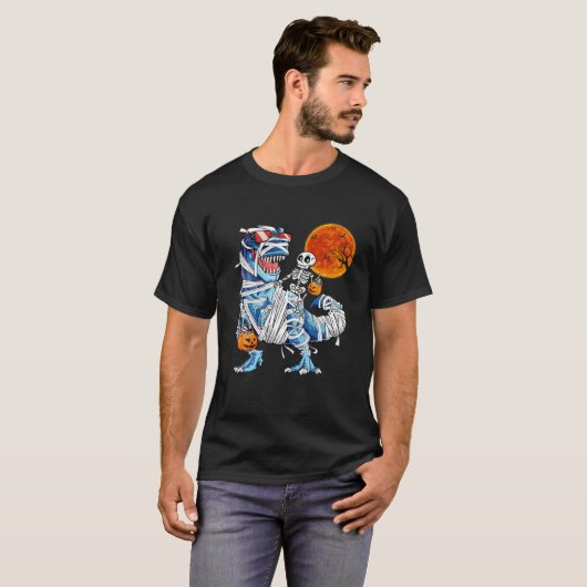 Skeletspleetspier Dinosaur T Rex Halloween Fun T-shirt (Voorkant volledig)