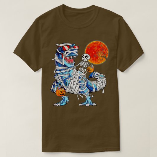 Skeletspleetspier Dinosaur T Rex Halloween Fun T-shirt (Design voorkant)