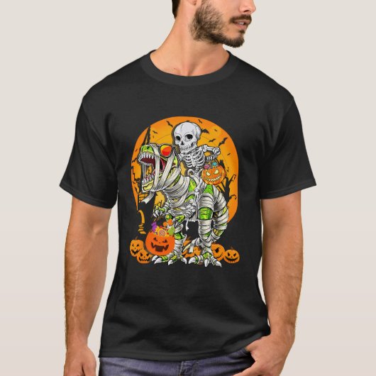 Skeletspleetspier Dinosaur T Rex Halloween Fun T-shirt (Voorkant)