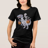 Skeletspleetspier Dinosaur T rex Halloween Fun Tri-Blend Shirt (Voorkant)