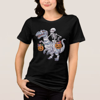 Skeletspleetspier Dinosaur T rex Halloween Fun Tri-Blend Shirt