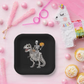 Skeletspleetspier Dinosaur T rex Halloween Papieren Bordje (Feest)