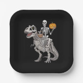 Skeletspleetspier Dinosaur T rex Halloween Papieren Bordje (Voorkant)