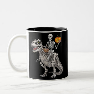 Skeletspleetspier Dinosaur T rex Halloween Tweekleurige Koffiemok