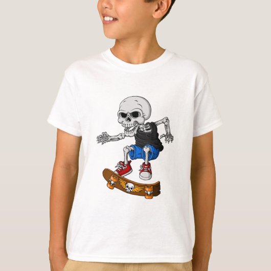 Skelett Skateboard Kinder T-shirt (Voorkant)