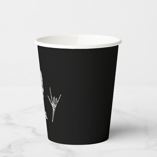 Skelettekens ZILY ("Ik hou van je") in ASL. Papieren Bekers (Links)