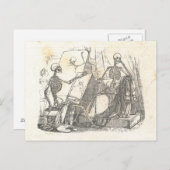 Skelettekenspatiëring voor schilderen in kunstklas briefkaart (Voorkant / Achterkant)