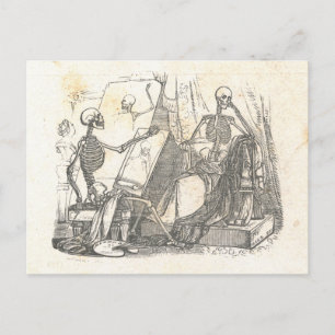 Skelettekenspatiëring voor schilderen in kunstklas briefkaart