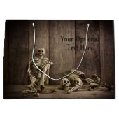 Skeletten aangepaste tekst grote gift bag groot cadeauzakje (Voorkant)