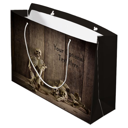 Skeletten aangepaste tekst grote gift bag groot cadeauzakje (Achterkant Gekanteld)