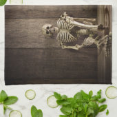 Skeletten aangepaste tekst keukenhanddoek (Gevouwen)
