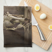 Skeletten aangepaste tekst keukenhanddoek (Quarter Fold)