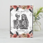 Skeletten Bloemen Tot Dood Bruiloft Kaart (Staand voorkant)