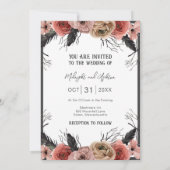 Skeletten Bloemen Tot Dood Bruiloft Kaart (Achterkant)