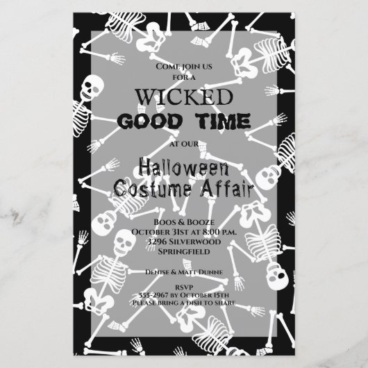 Skeletten Budget Halloween Uitnodigingen (Voorkant)