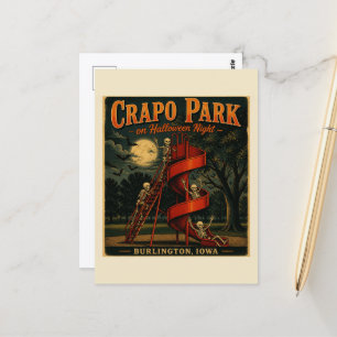 Skeletten Crapo Park op Halloween Burlington Iowa Briefkaart
