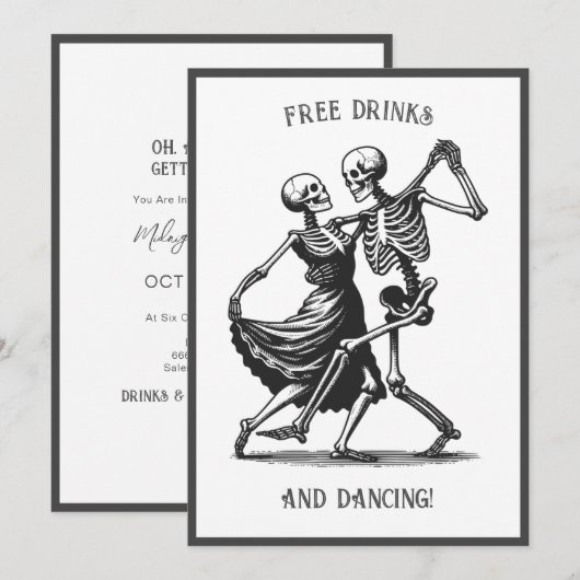 Skeletten Dansen Bruiloft Uitnodiging (Voorkant / Achterkant)