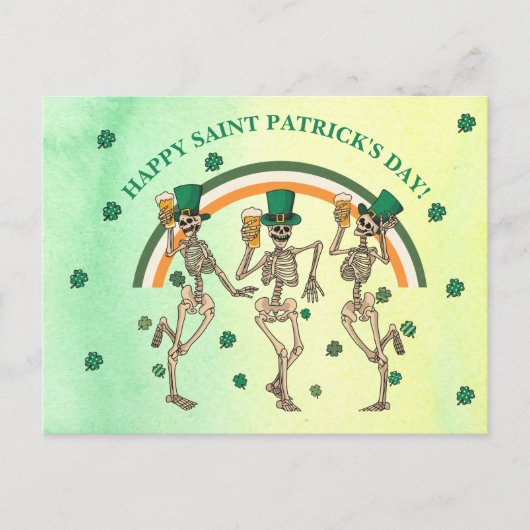 Skeletten Dansen Happy Saint Patrick's Day Briefkaart (Voorkant)