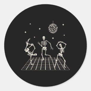 Skeletten dansen in de club met een discobal ha ronde sticker